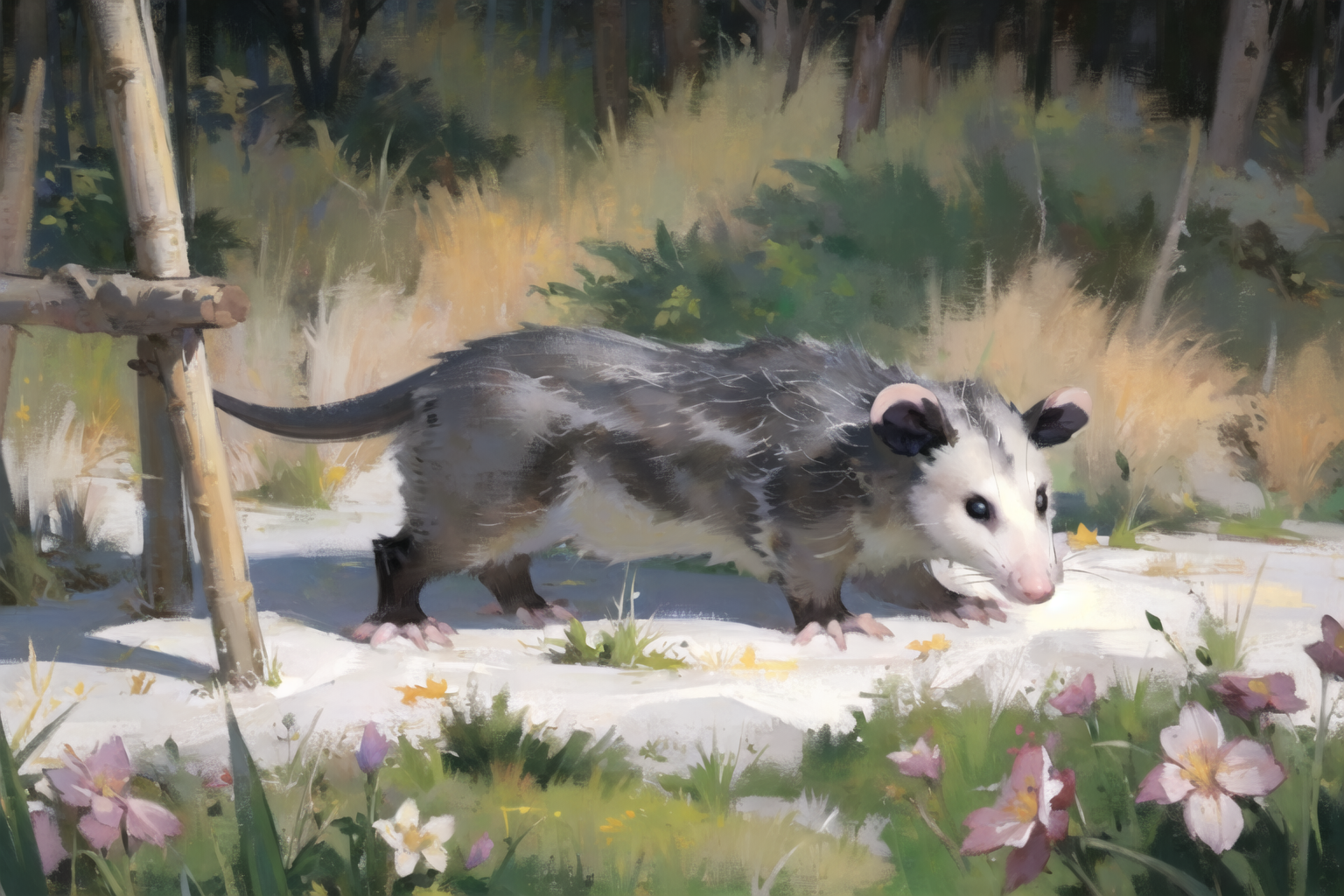 00170-302387875-masterpiece, best quality, highres,solo, opossum ,outdoors,grass_lora_opossum_0.8__draw a painting,painter，holding brush_ _lora_.png